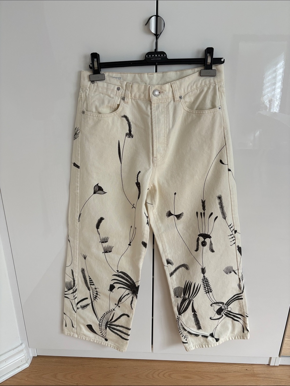 Dries Van Noten Off-White Cotton denim with print US 28